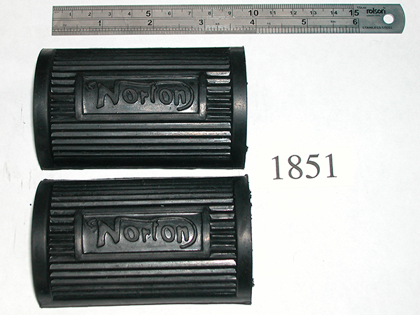 A pair of Norton bicycle-type rider's footrest rubbers, with logo.